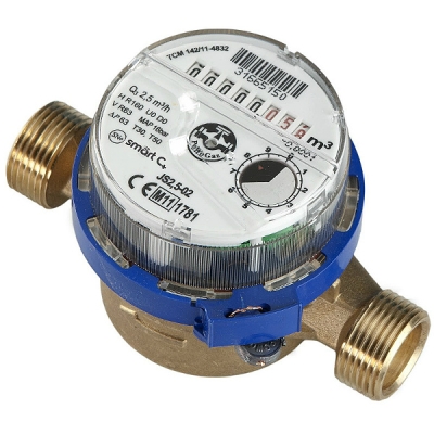 Водомер едноструен за студена вода 4.0 m³/h L130 mm DN20 3/4" APATOR POWOGAZ JS-4 SMART