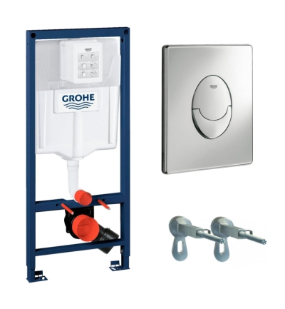 Комплект структура за WC Rapid SL 3 в 1 с бутон и окачване GROHE Rapid SL 38721001